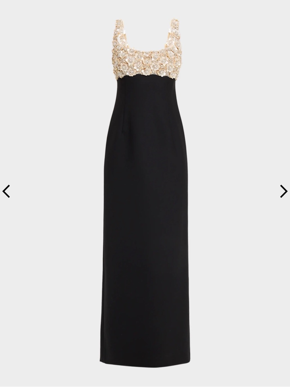 Oscar de la Renta Black Maxi Dress with Gold Embellished Bodice